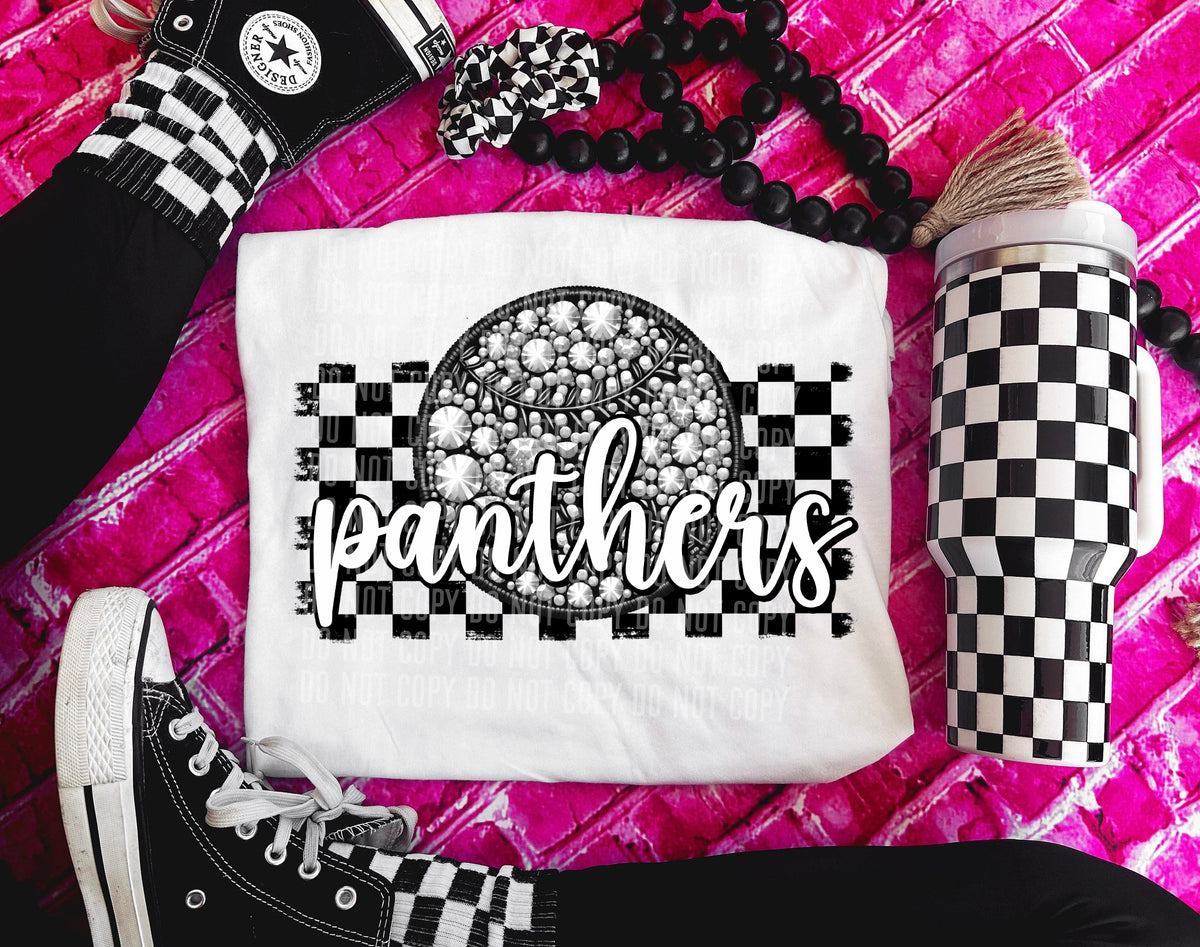 Panthers rhinestone with baseball (CCDD) 43505 DTF TRANSFER