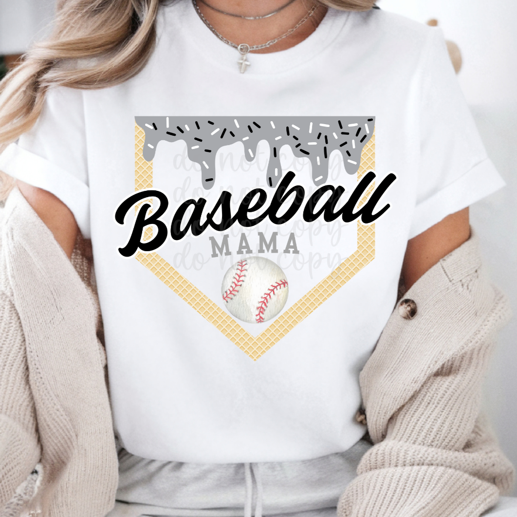Baseball Mama  black grey (Parker)  DTF Transfer