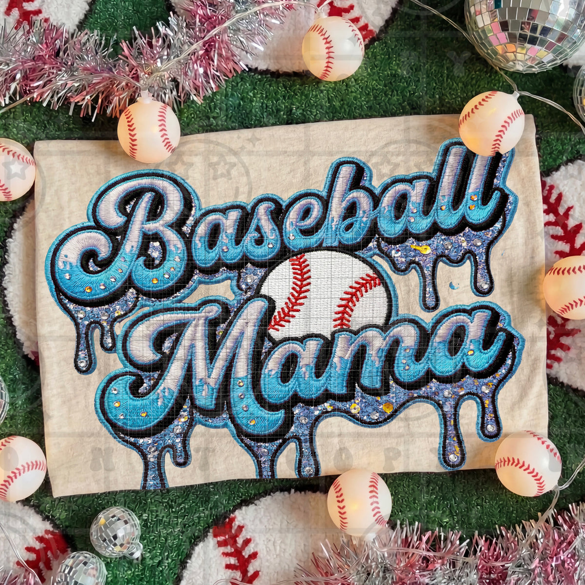 Baseball mama blue drip (HW) DTF Transfer