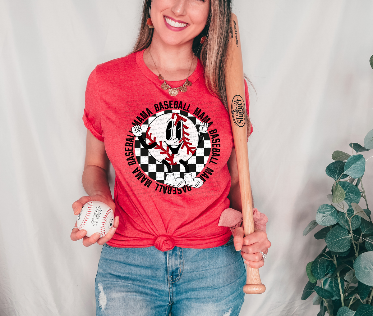 Baseball Mama Circle Black Checkered Background 114775 DTF transfer