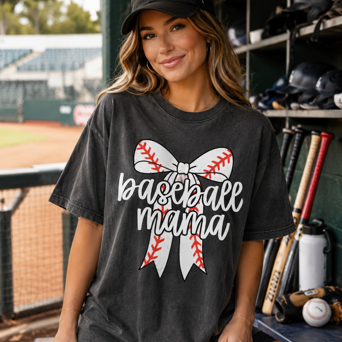 Baseball mama baseball bow (Parker) DTF transfer