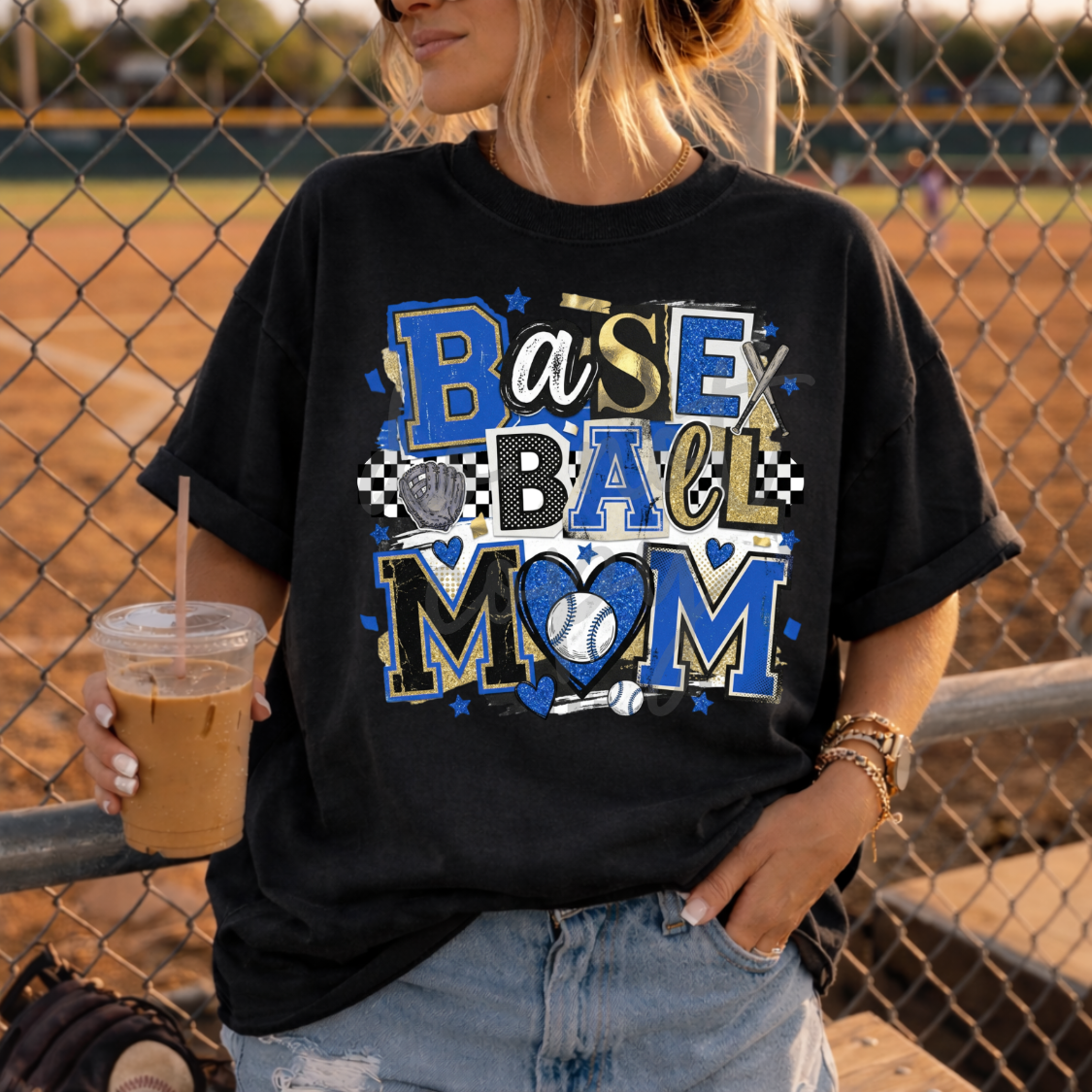 Baseball mom magazine font BLUE (Parker) DTF Transfer