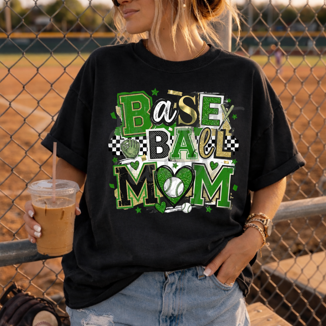 Baseball mom magazine font GREEN (Parker) DTF Transfer