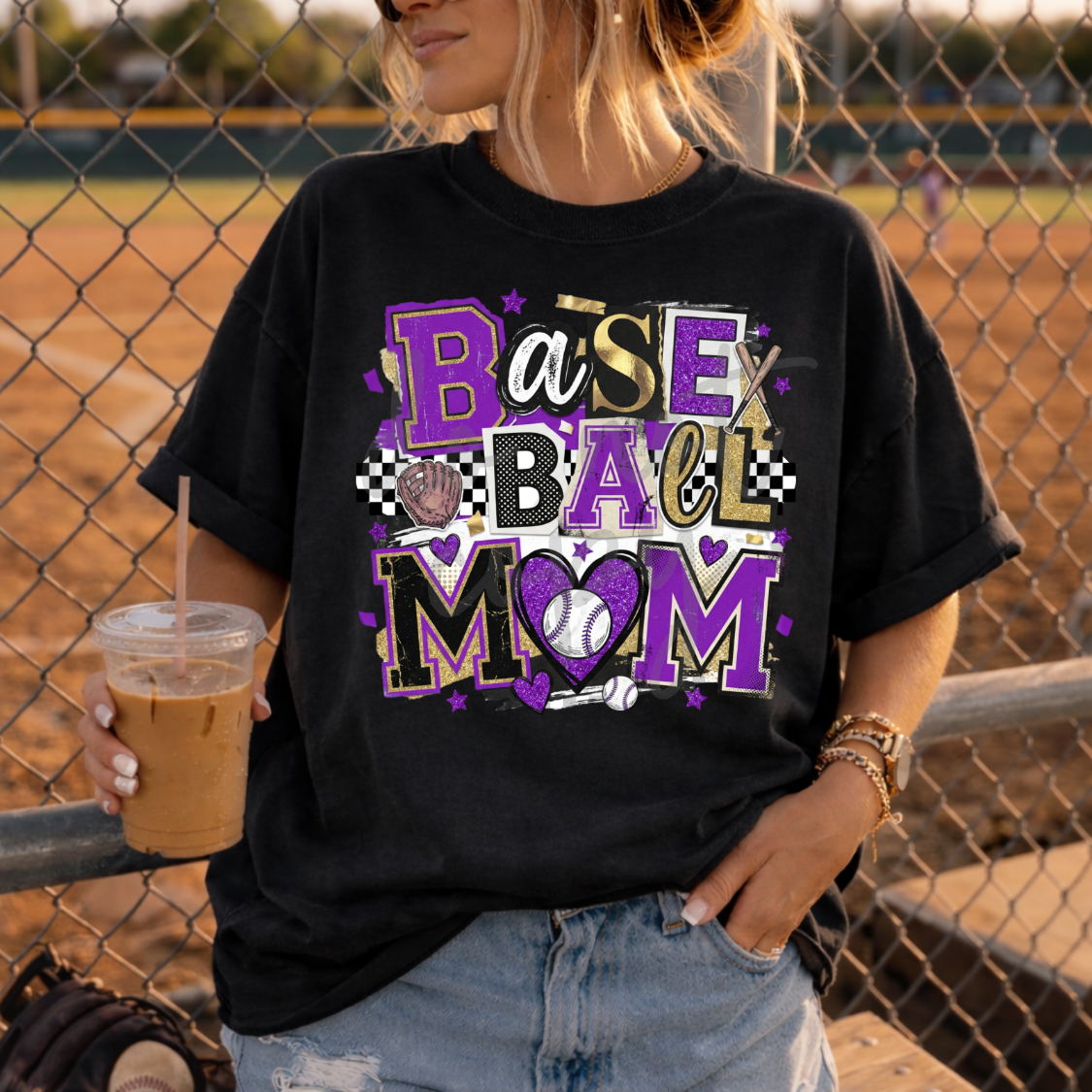 Baseball mom magazine font PURPLE (Parker) DTF Transfer