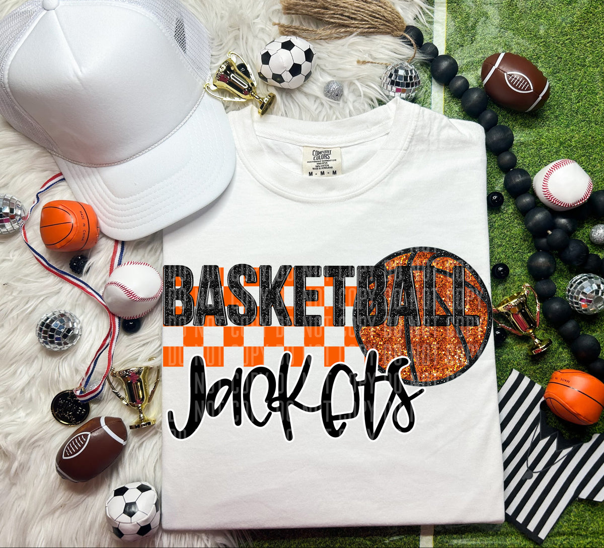 Basketball Jackets Checkered Background Faux Glitter 66881 DTF transfer
