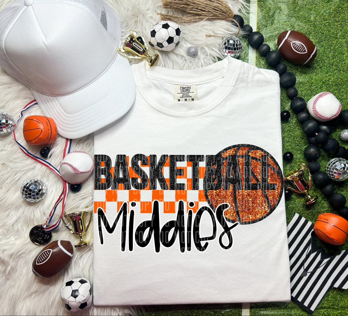 Basketball Middies Checkered Background Faux Glitter 66894 DTF transfer