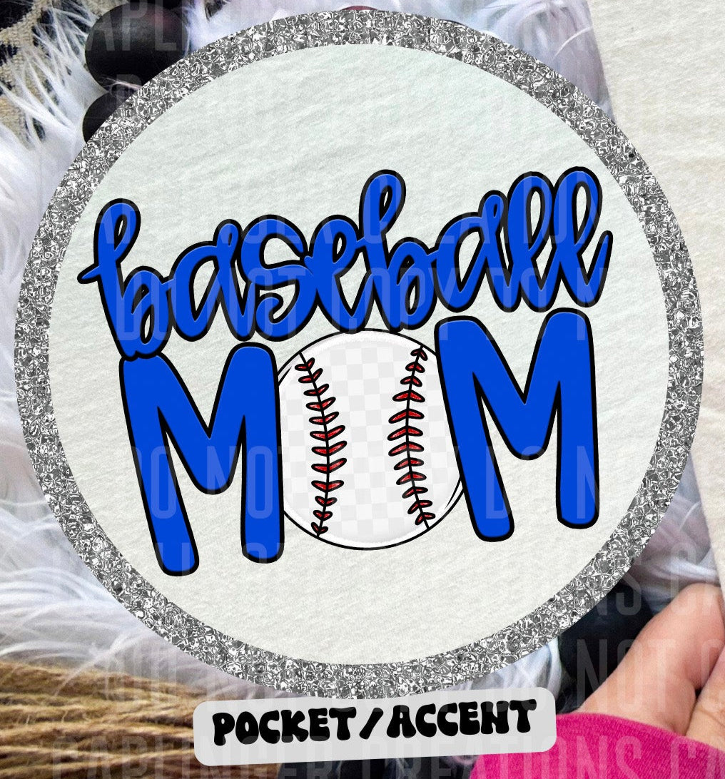 Baseball Mom Royal Blue POCKET (Caplinger) DTF transfer