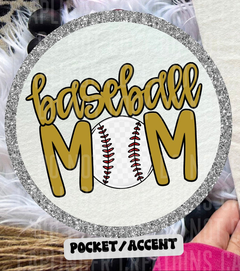 Baseball Mom Gold POCKET (Caplinger) DTF transfer