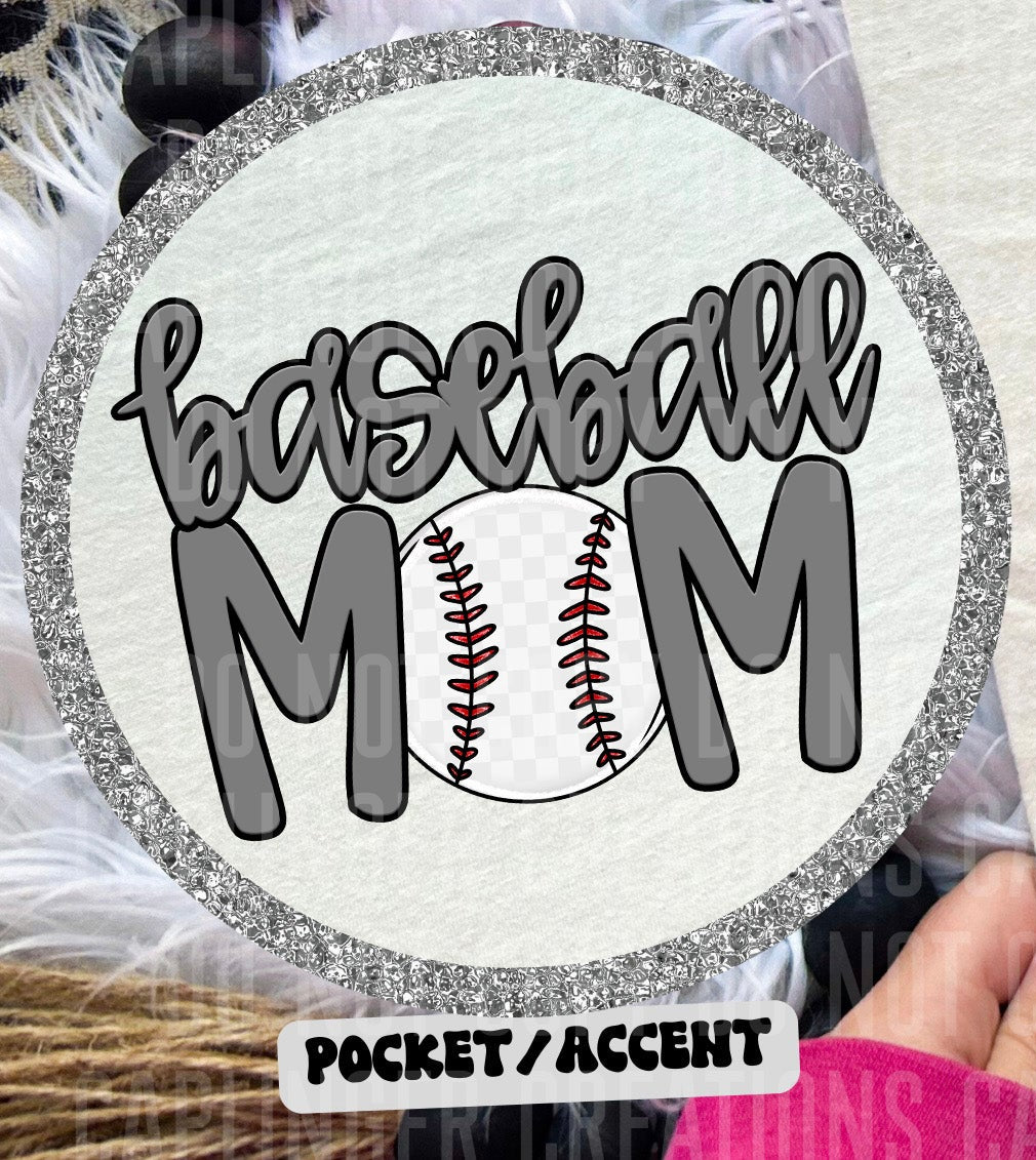 Baseball Mom Grey POCKET (Caplinger) DTF transfer