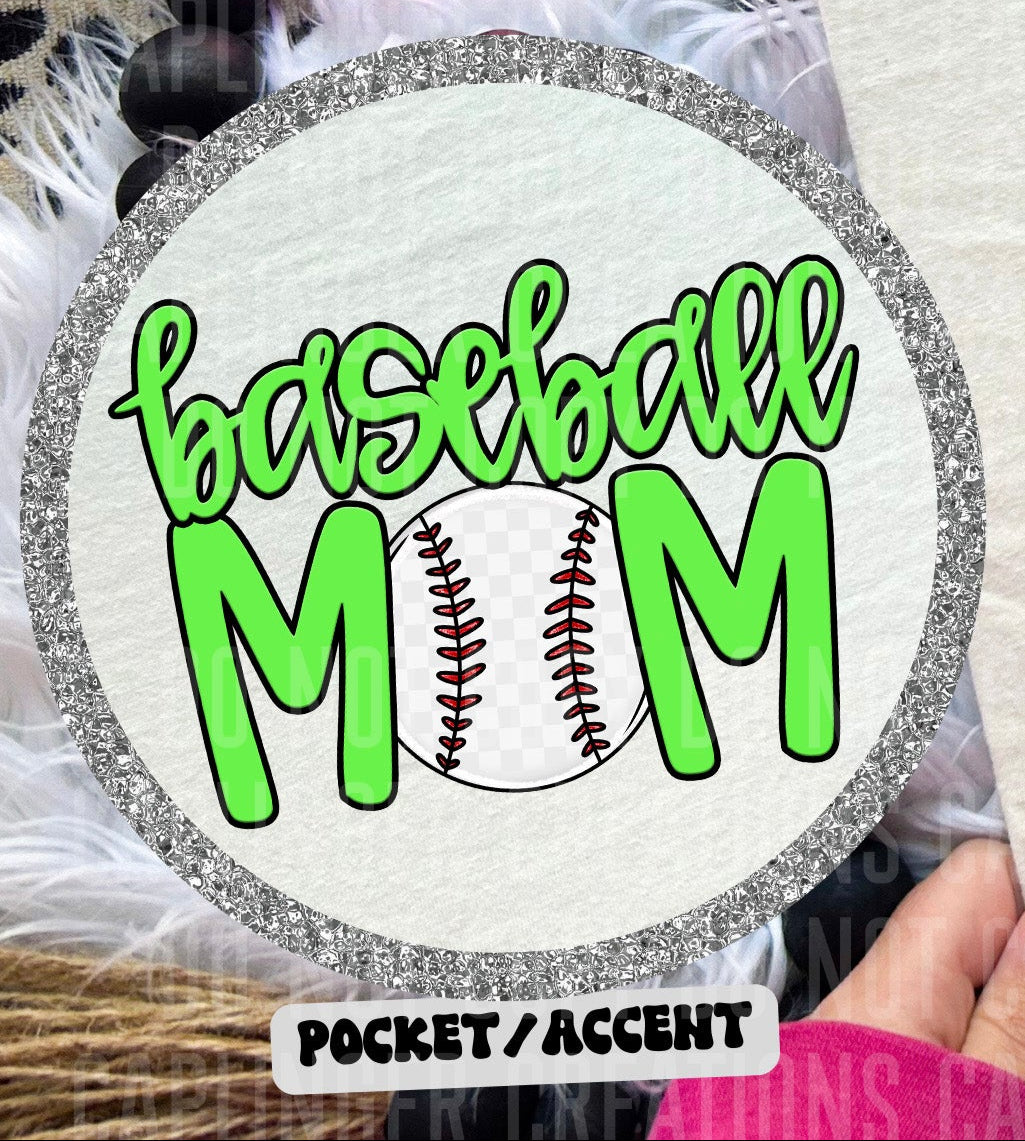 Baseball Mom Lime Green POCKET (Caplinger) DTF transfer