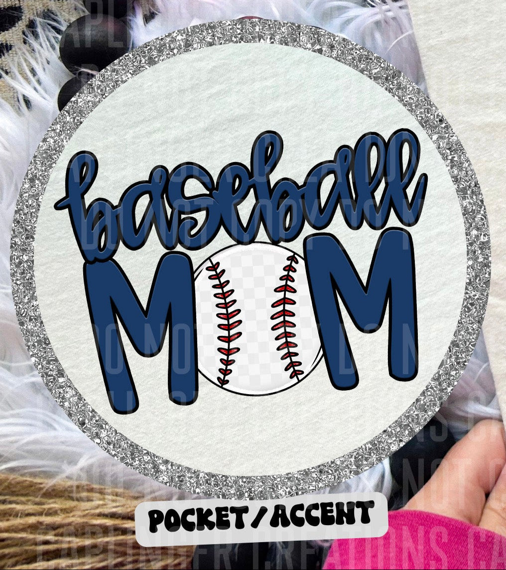 Baseball Mom Navy Blue POCKET (Caplinger) DTF transfer
