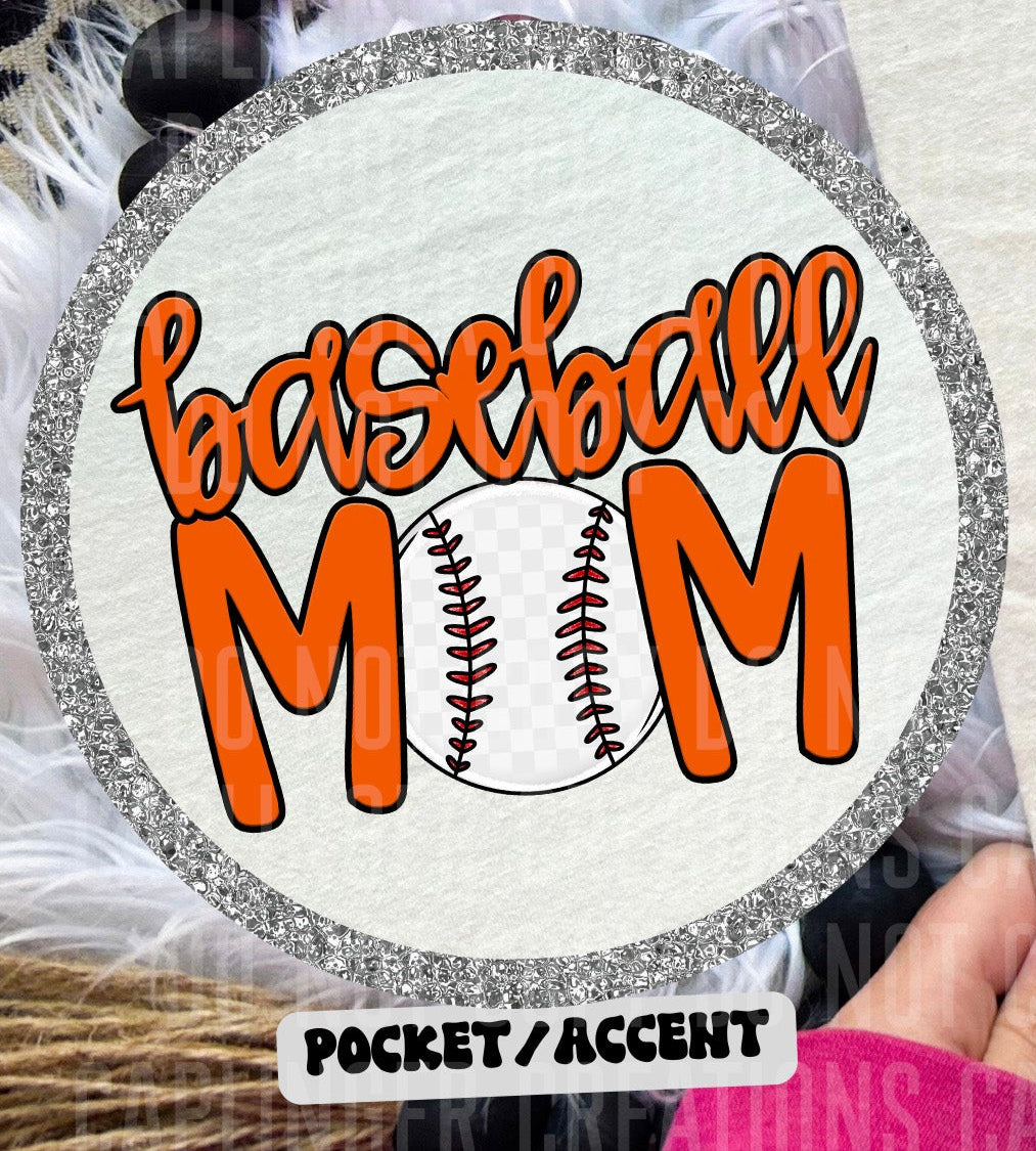 Baseball Mom Orange POCKET (Caplinger) DTF transfer