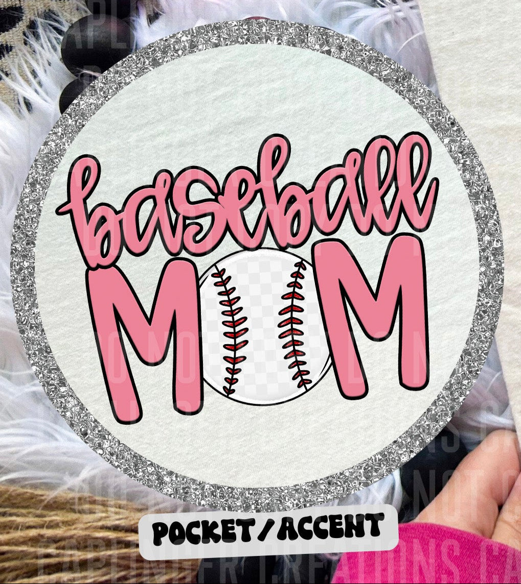 Baseball Mom Pink POCKET (Caplinger) DTF transfer