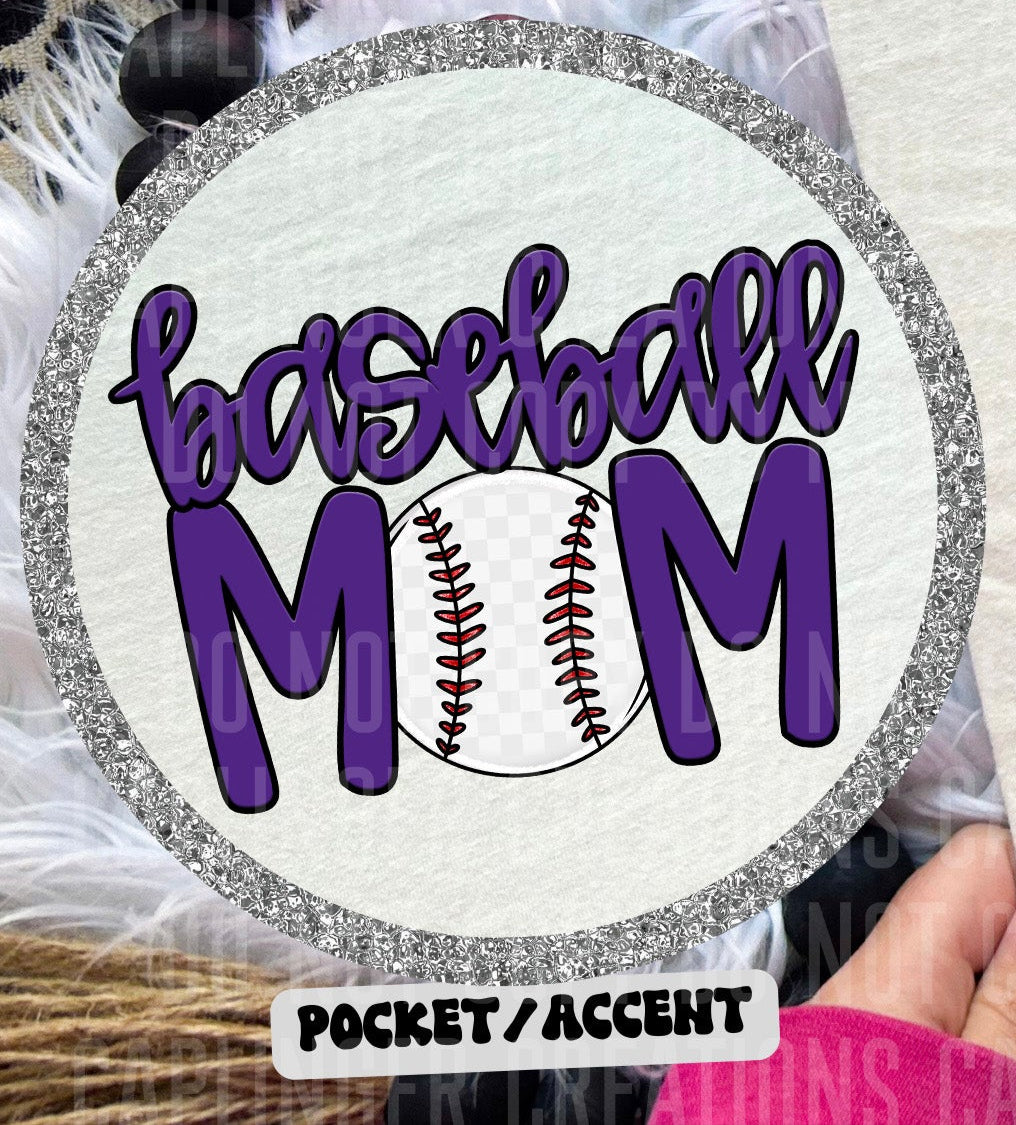 Baseball Mom Purple POCKET (Caplinger) DTF transfer