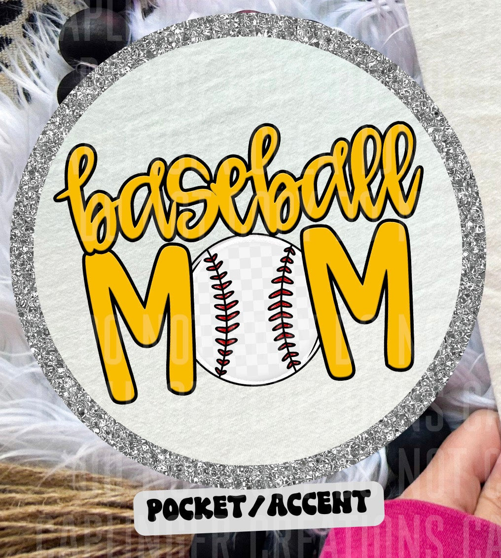 Baseball Mom Yellow POCKET (Caplinger) DTF transfer