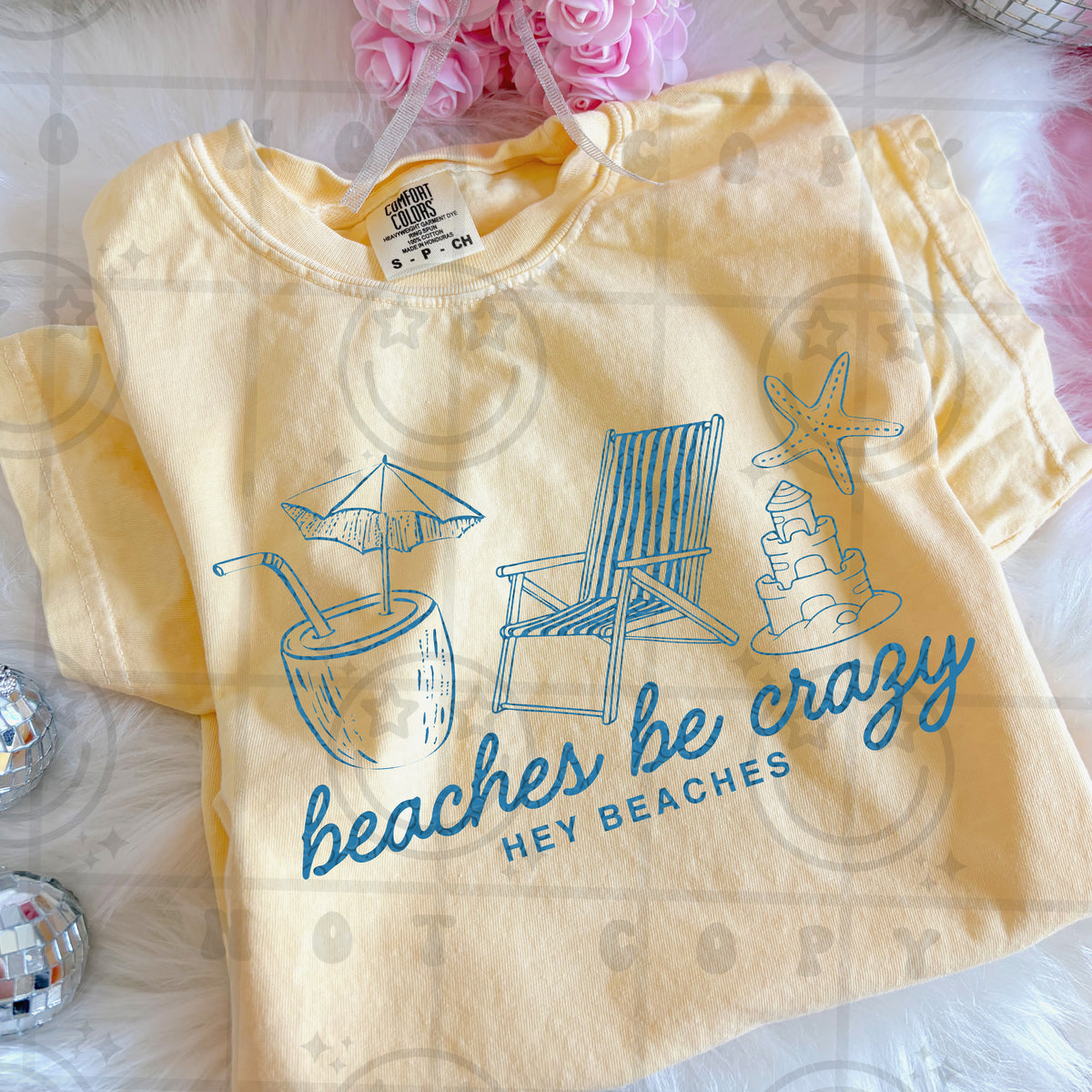 Beaches be crazy BLUE (HW) DTF Transfer