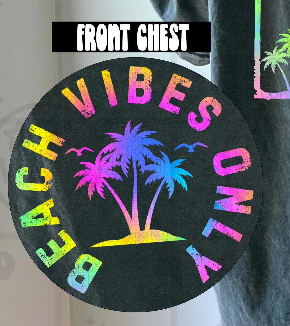 Beach Vibes Only Rainbow POCKET (HW) DTF transfer