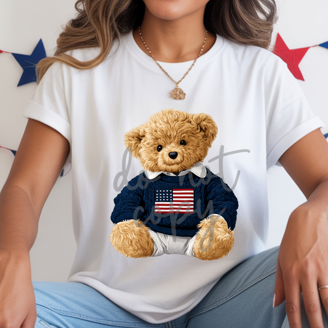 Bear blue sweater (Parker) DTF Transfer