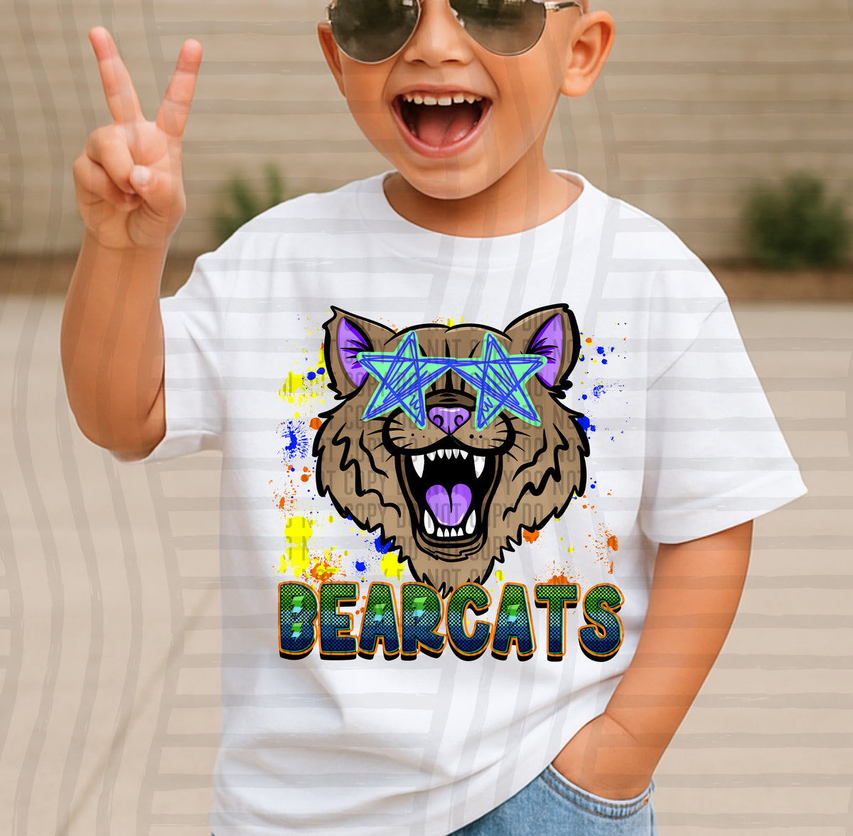 bearcats paint splatter boy blue green and yellow (Caplinger) DTF Transfer
