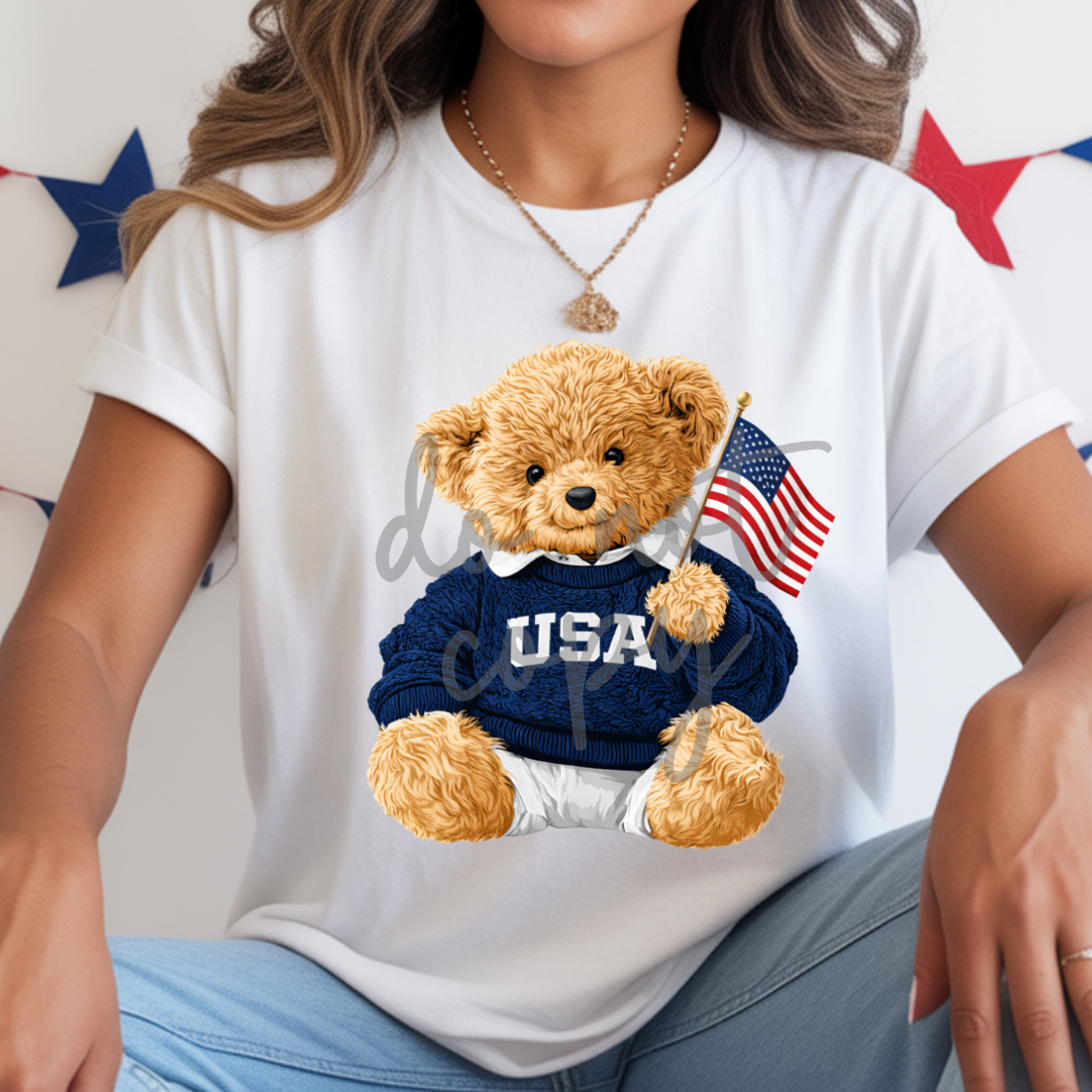 Bear with flag (Parker) DTF Transfer