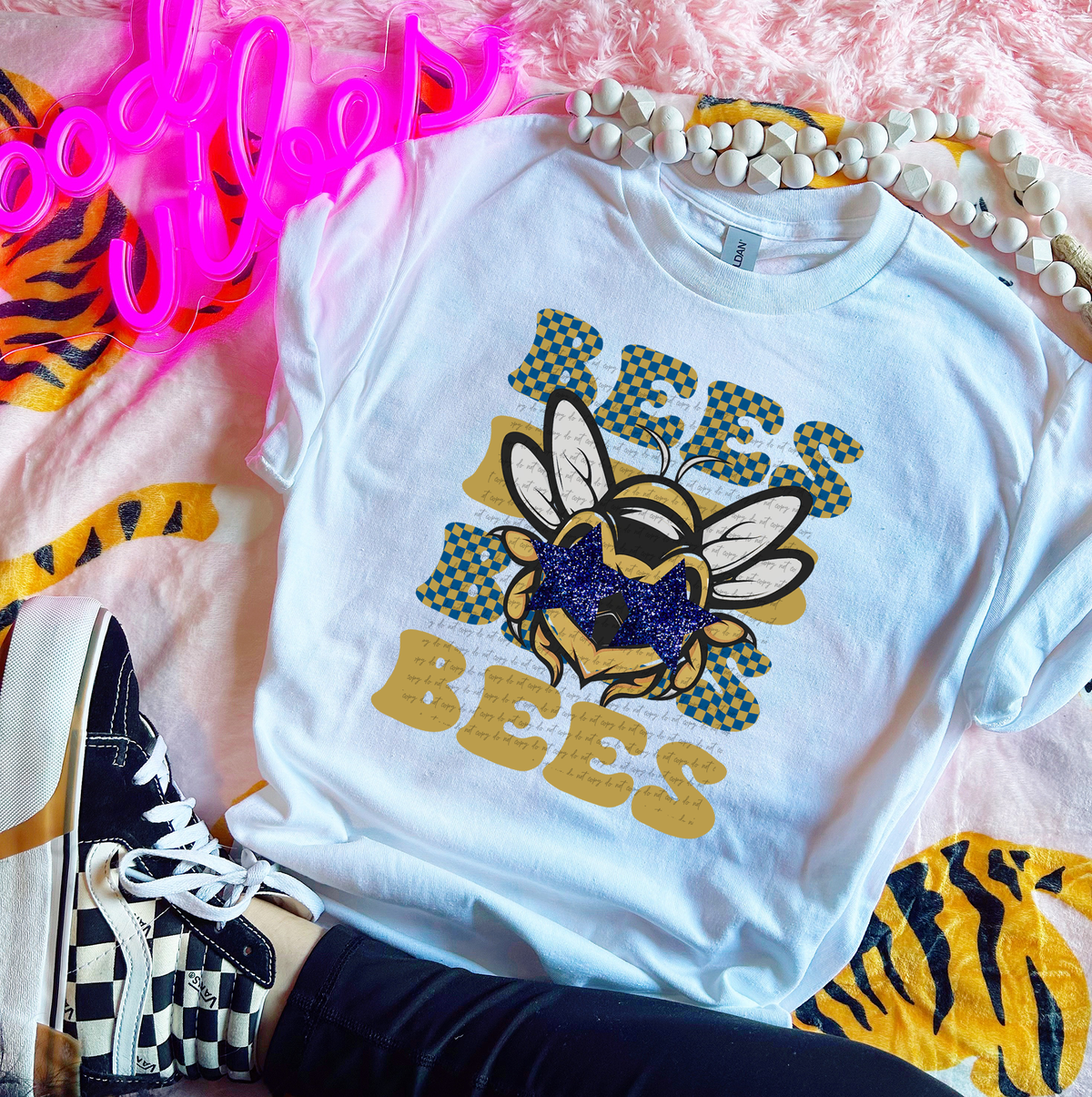 Bees Stacked Gold Mascot 59217 DTF transfer