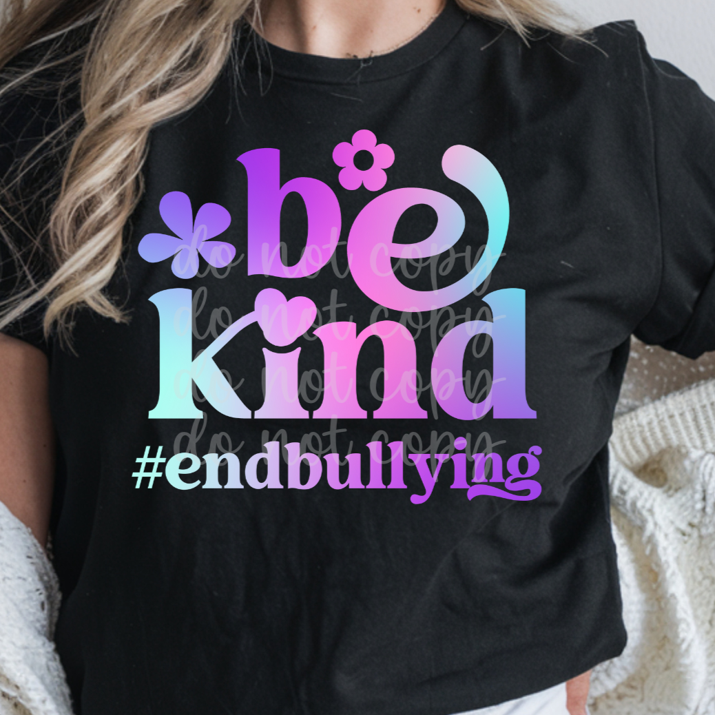 Be kind purple blue end bullying (Parker) DTF transfer