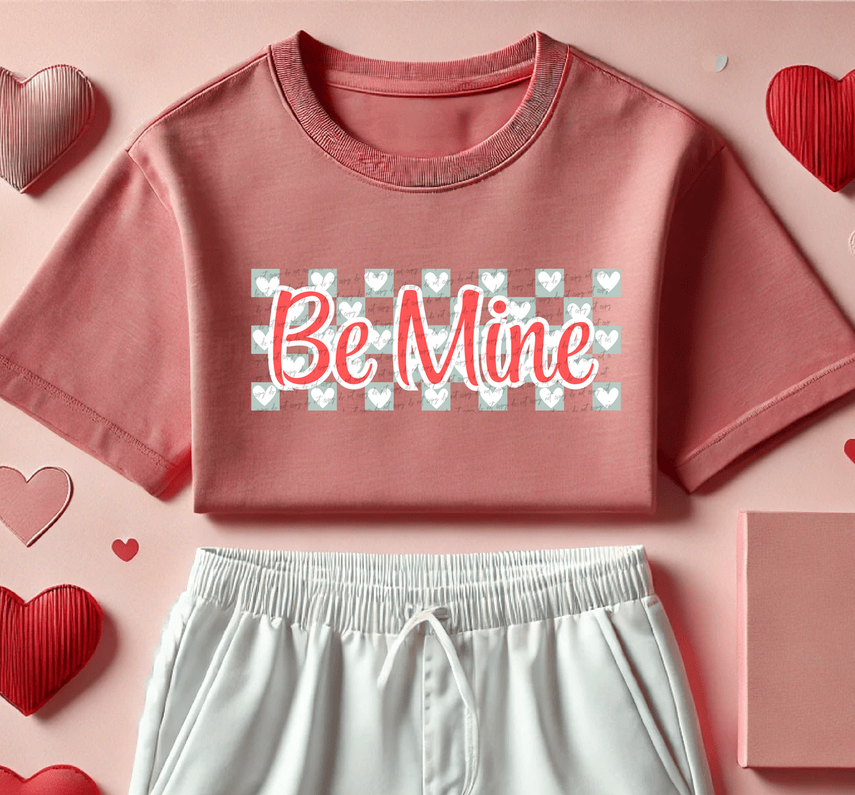 Be Mine Heart Checkerboard 74927 DTF Transfer