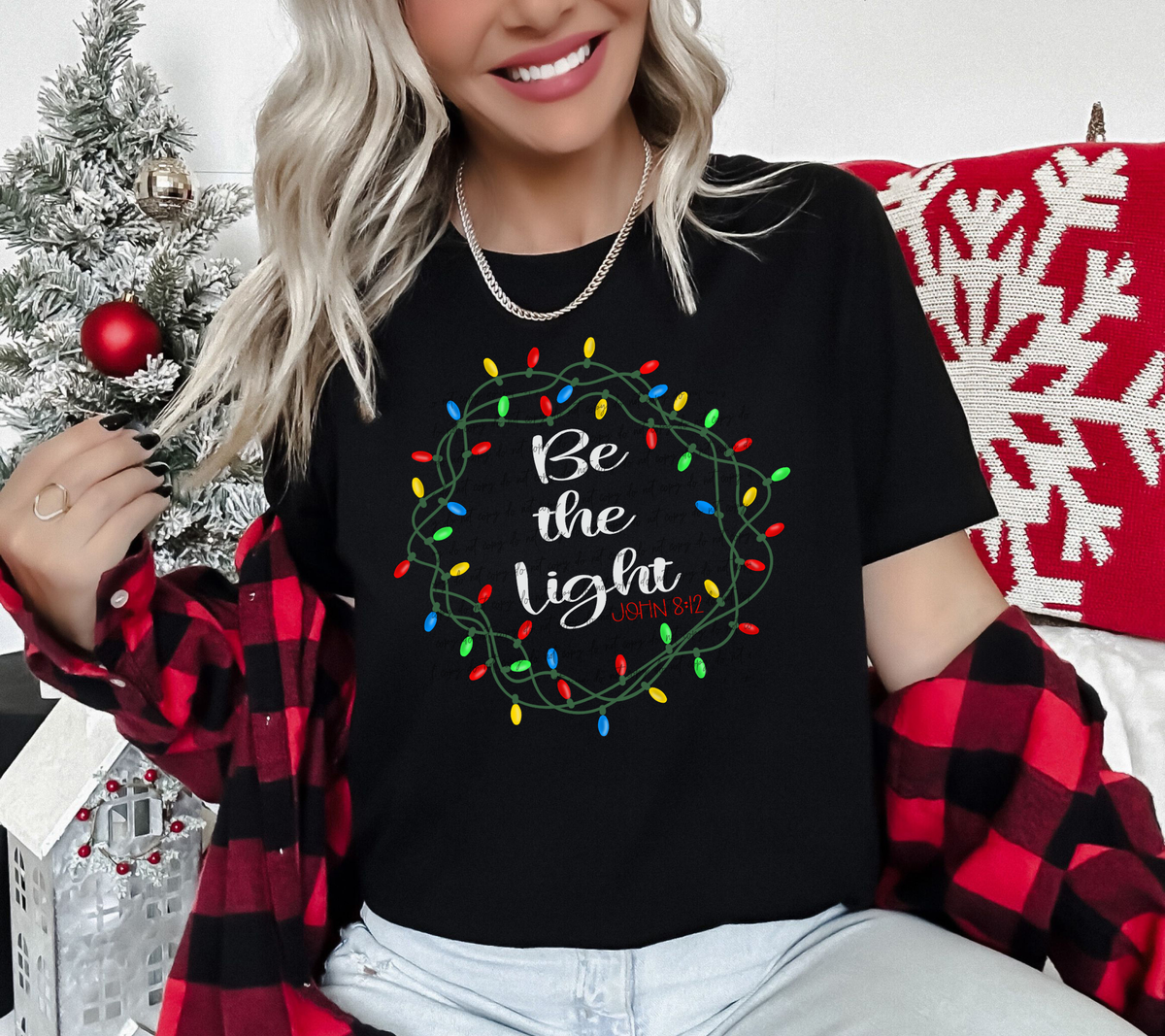 Be The Light John 8:12 (Christmas Lights) 42720 DTF transfer