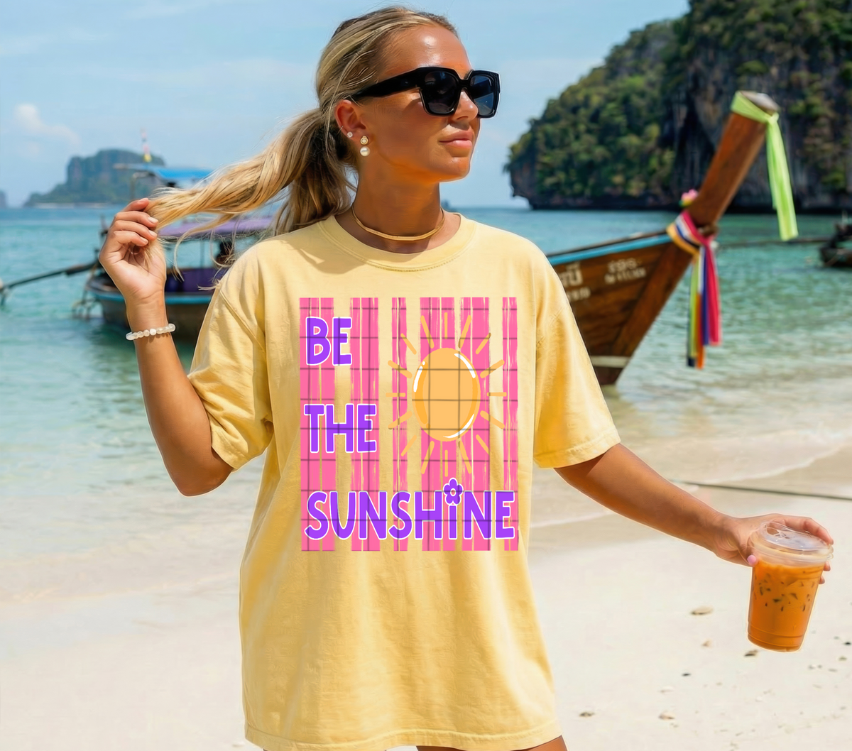 Be the sunshine PINK stripes (Linda) DTF Transfer
