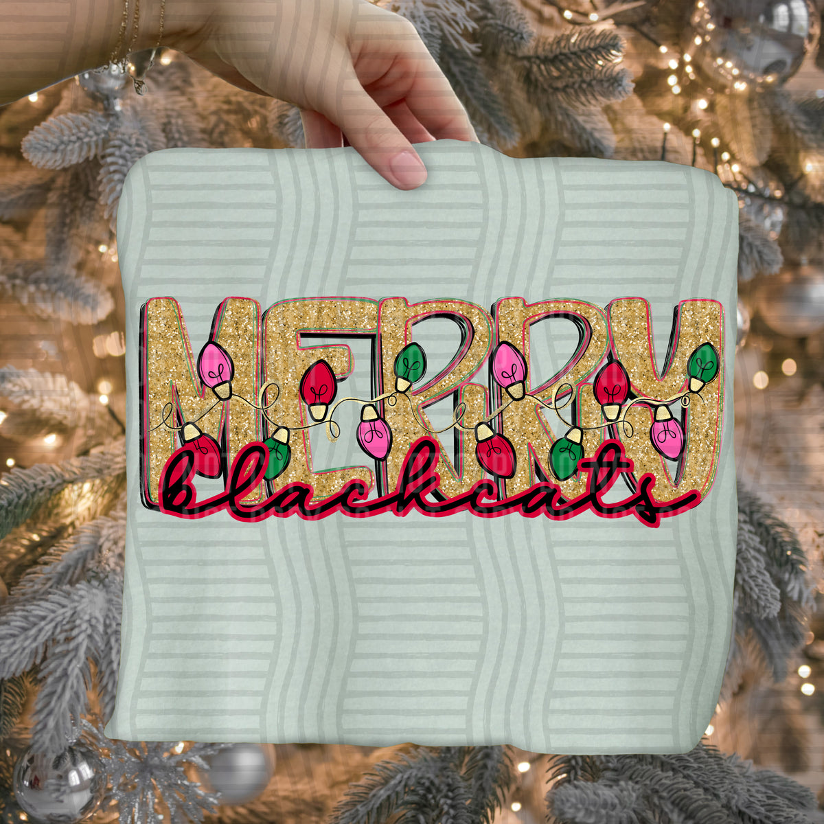 black cats merry with lights (caplinger) DTF Transfer (Copy)