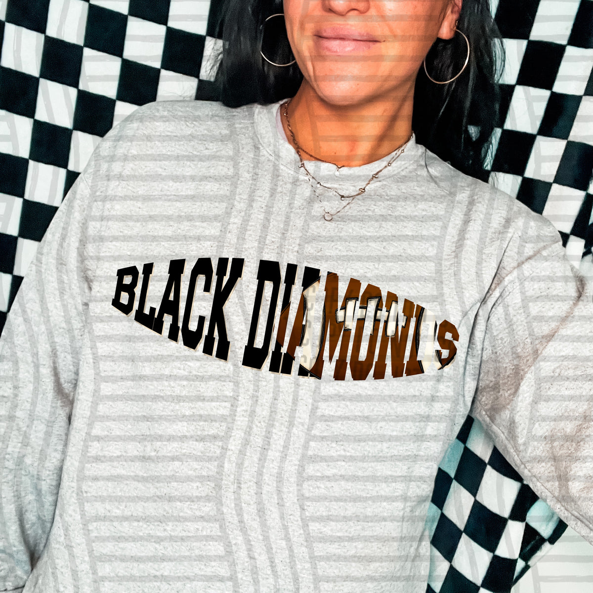 Black Diamonds varsity clipped football (Caplinger) DTF transfer