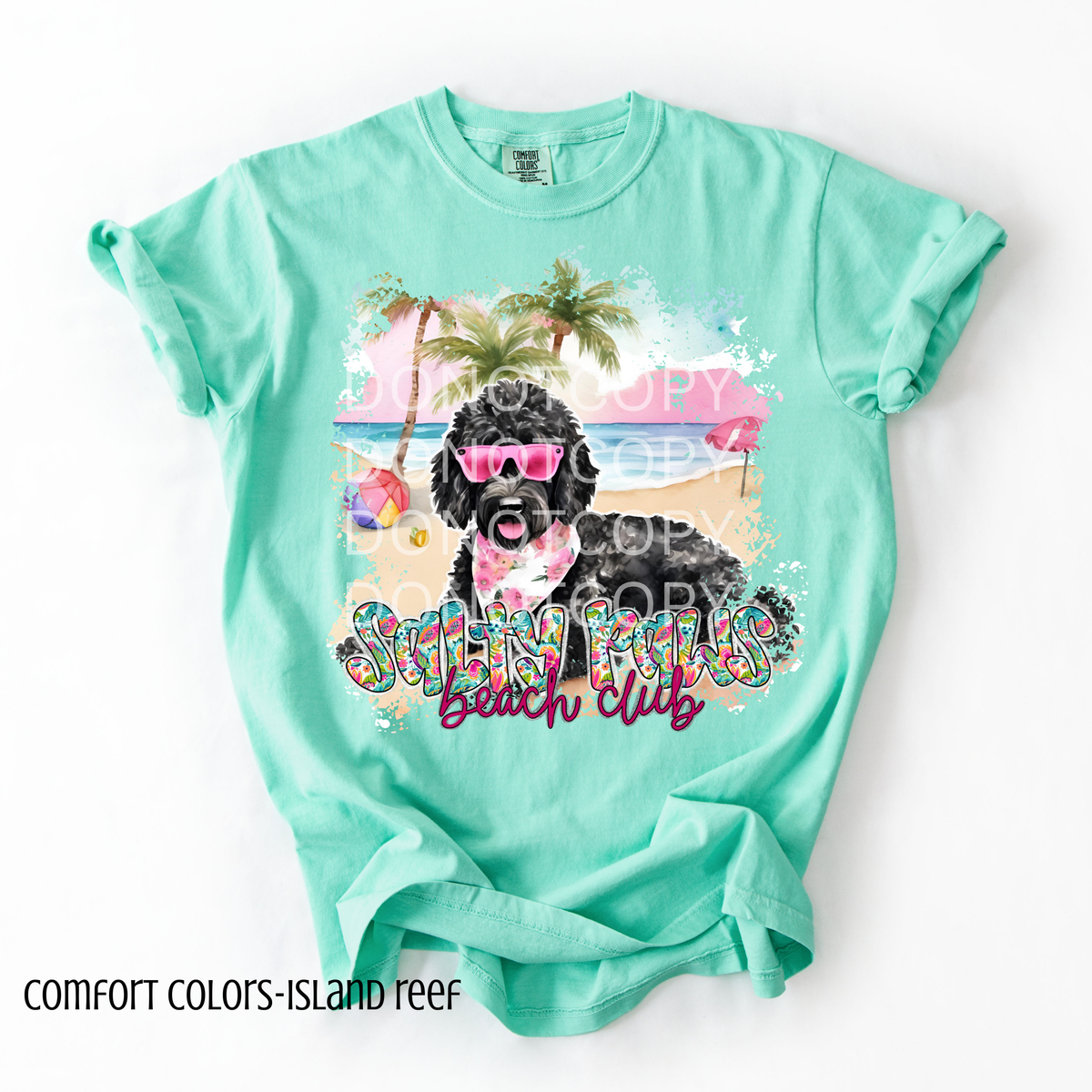 Black Doodle Salty Paws Beach Club (CSG) 101095 DTF transfer