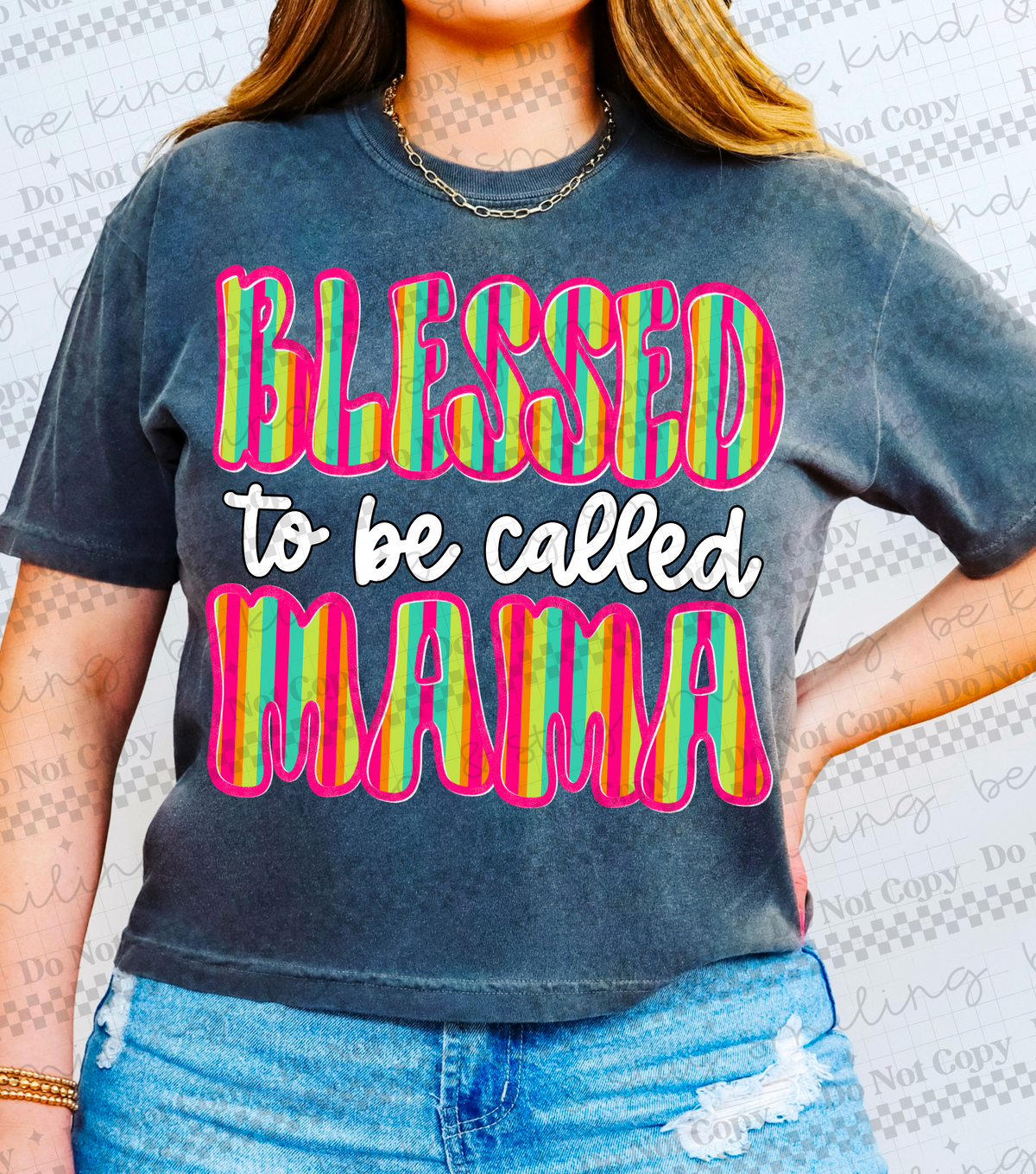 Blessed to be called mama (colorful and white) (two peas) DTF Transfer