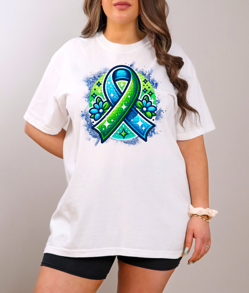 Blue Green Ribbon Awareness 42728 DTF transfer