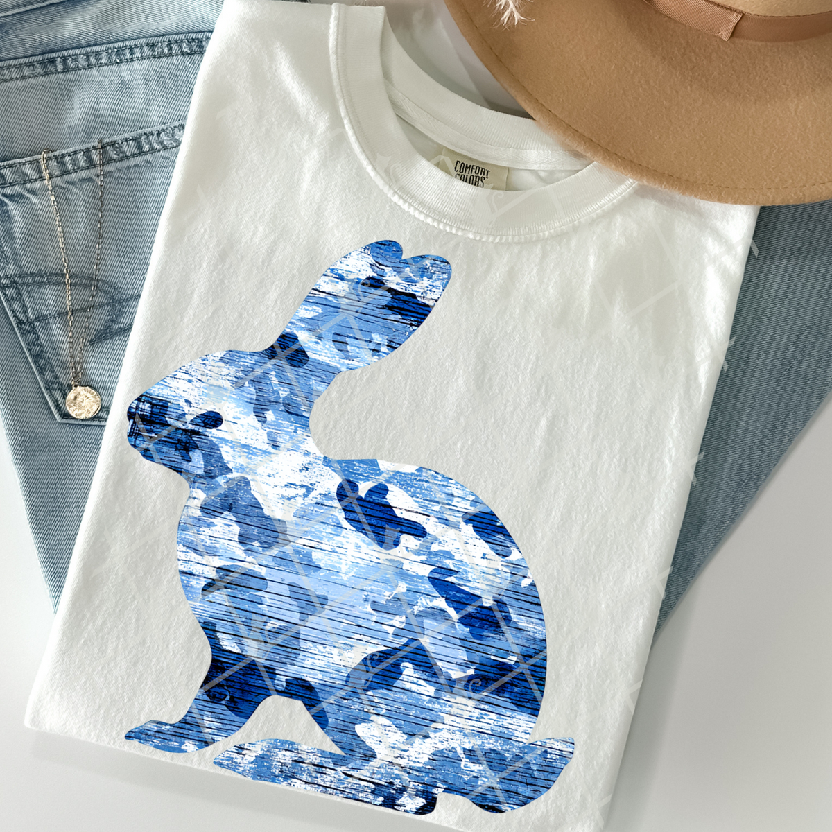 Blue camo bunny (TTD) DTF Transfer