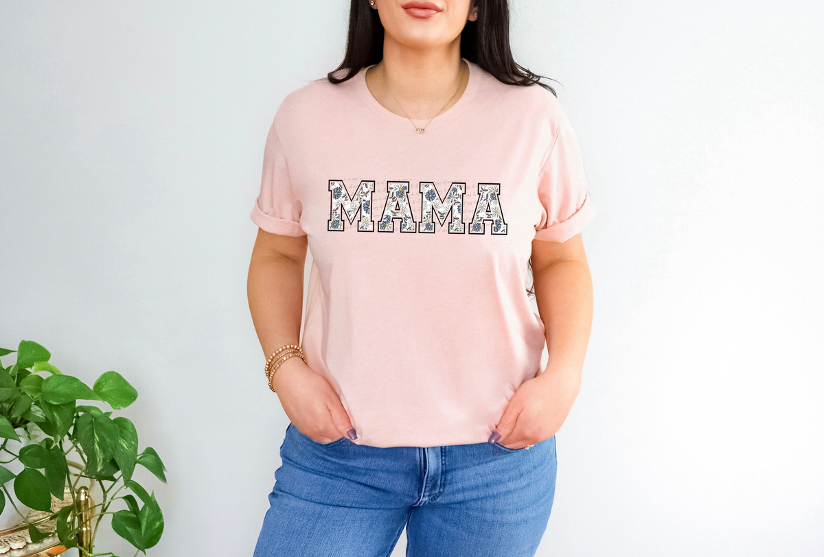 Mama Blue White Flower Filled 86132 DTF Transfer