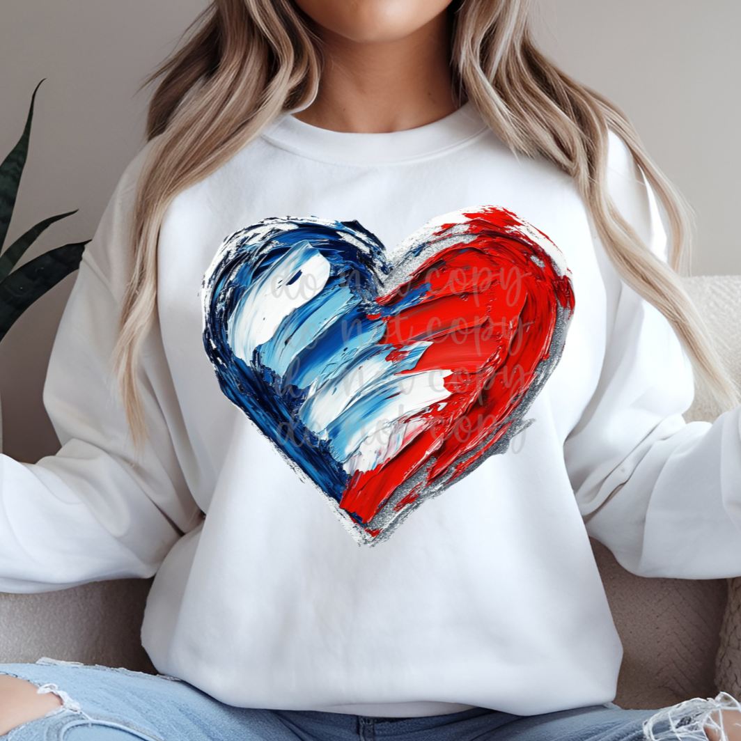 Blue red heart (Parker)  DTF Transfer
