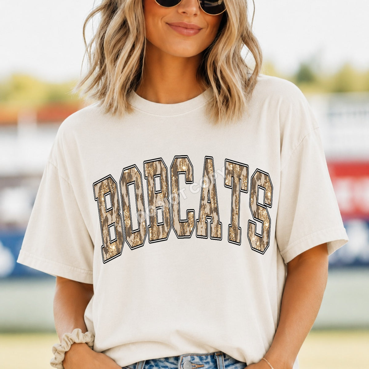 Bobcats leopard and gold arched (Parker) DTF transfer