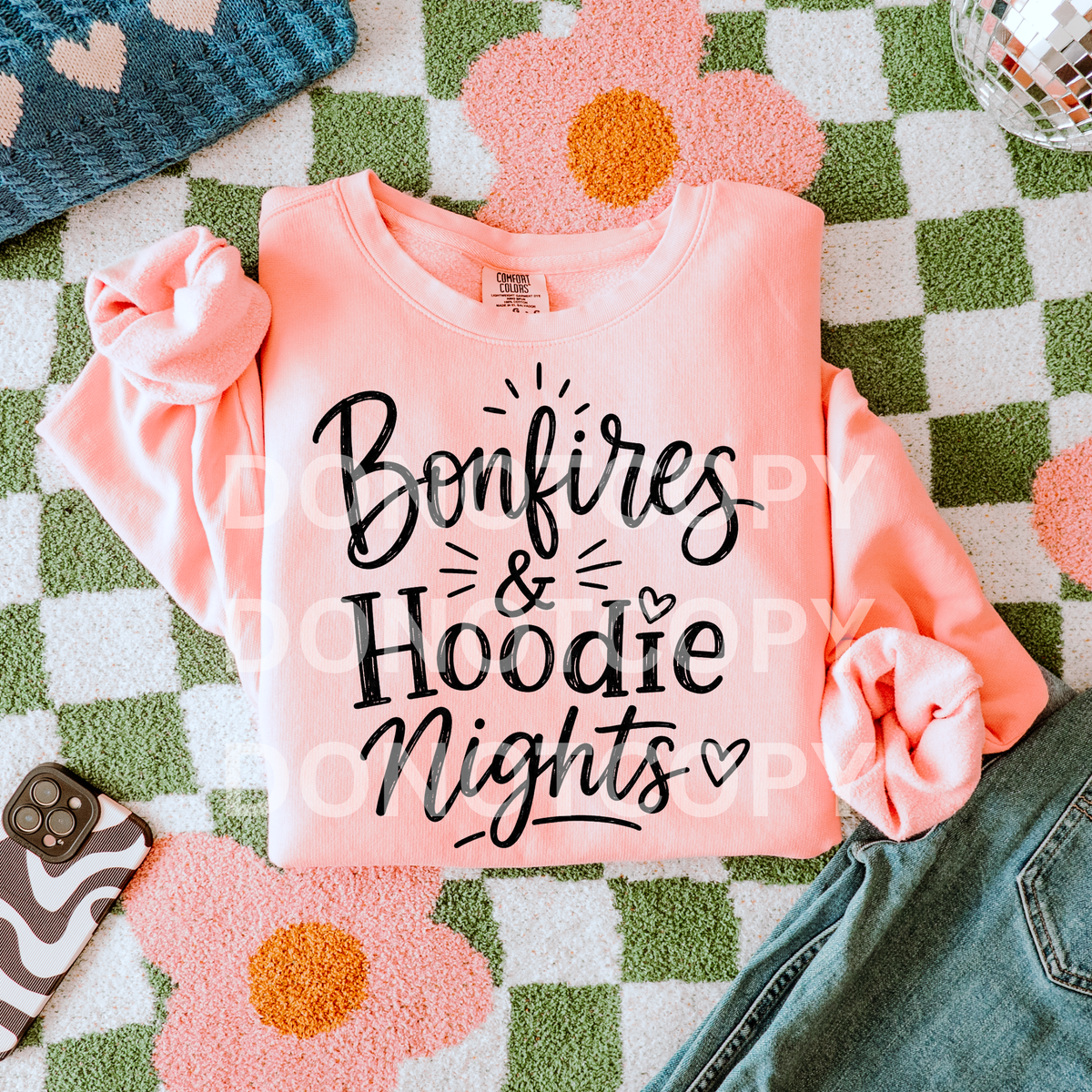 Bonfires & hoodie nights BLACK (CSG) DTF Transfer