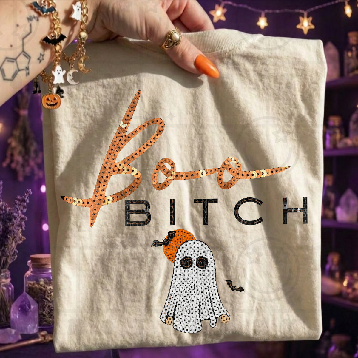 Boo bitch faux sequin (HW) DTF Transfer