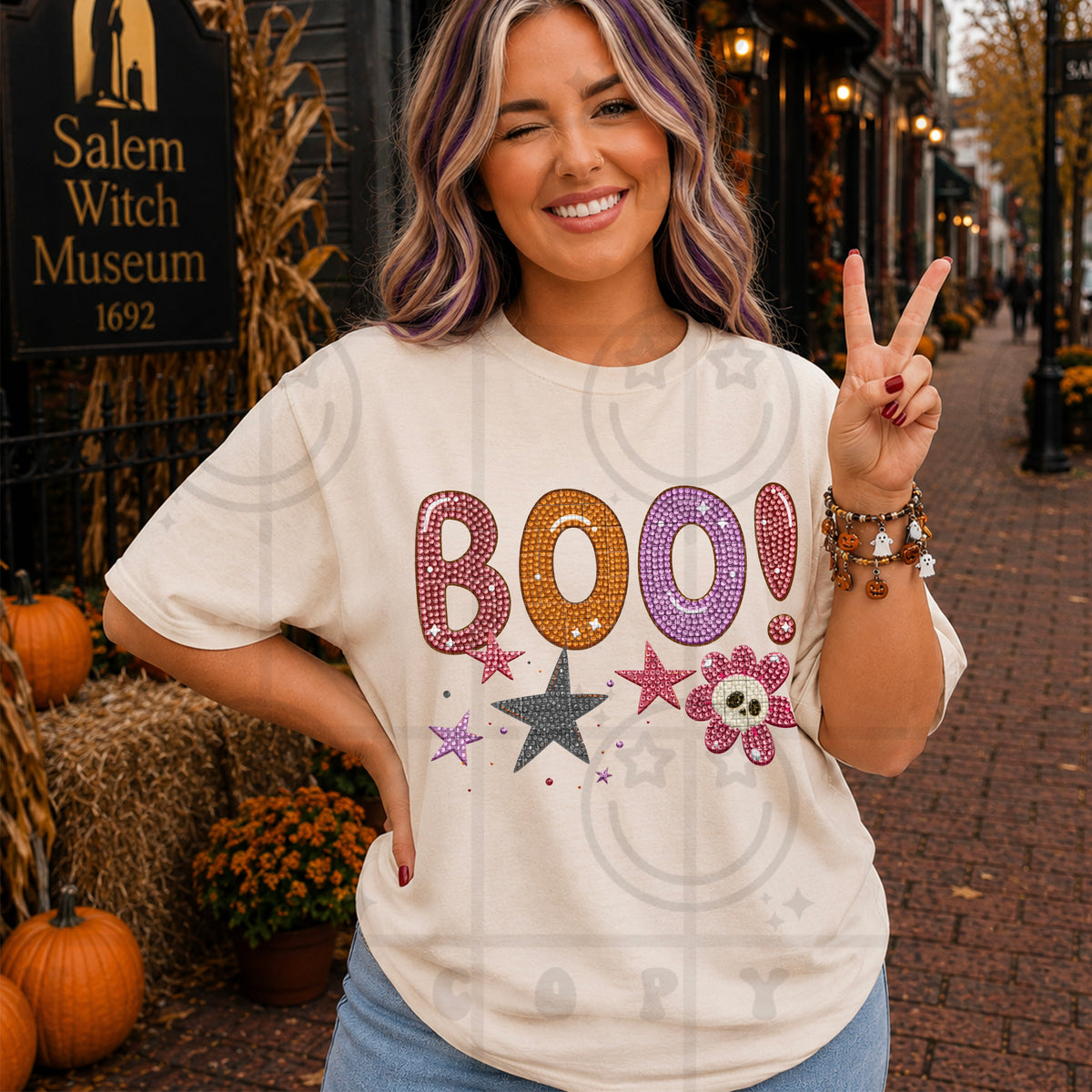boo faux rinestones (hw) DTF Transfer