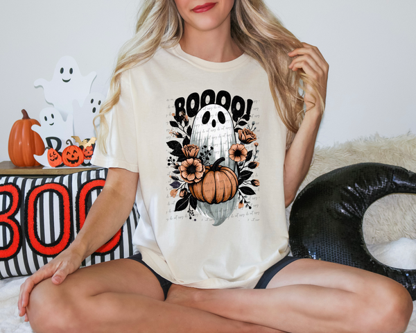 Boo Ghost Floral Pumpkin 63078 DTF transfer