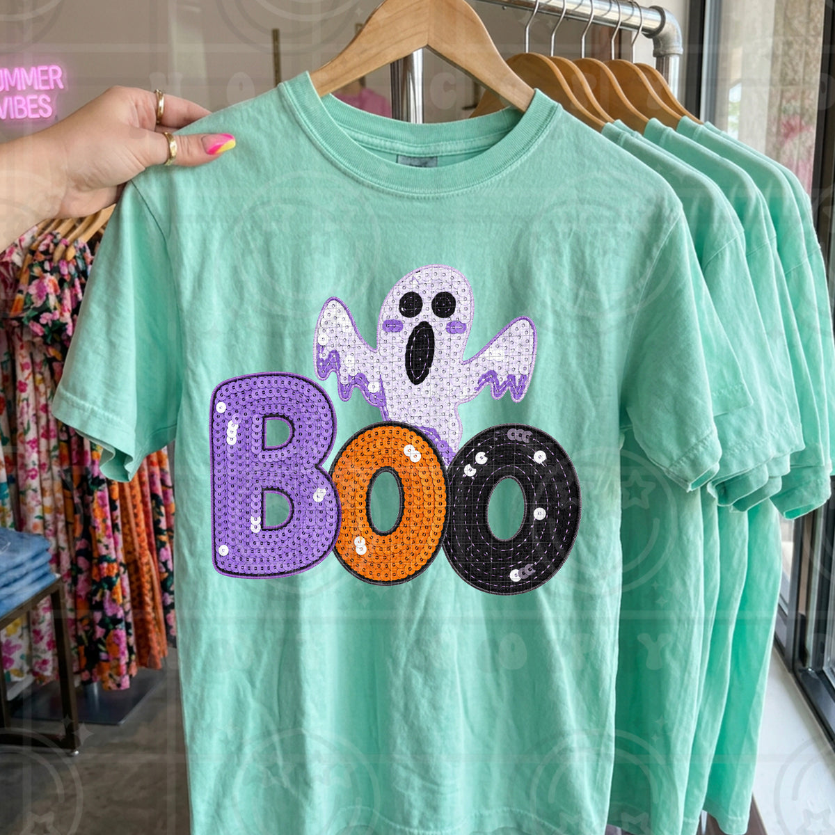 Boo with sequins and ghost HW DTF Transfer