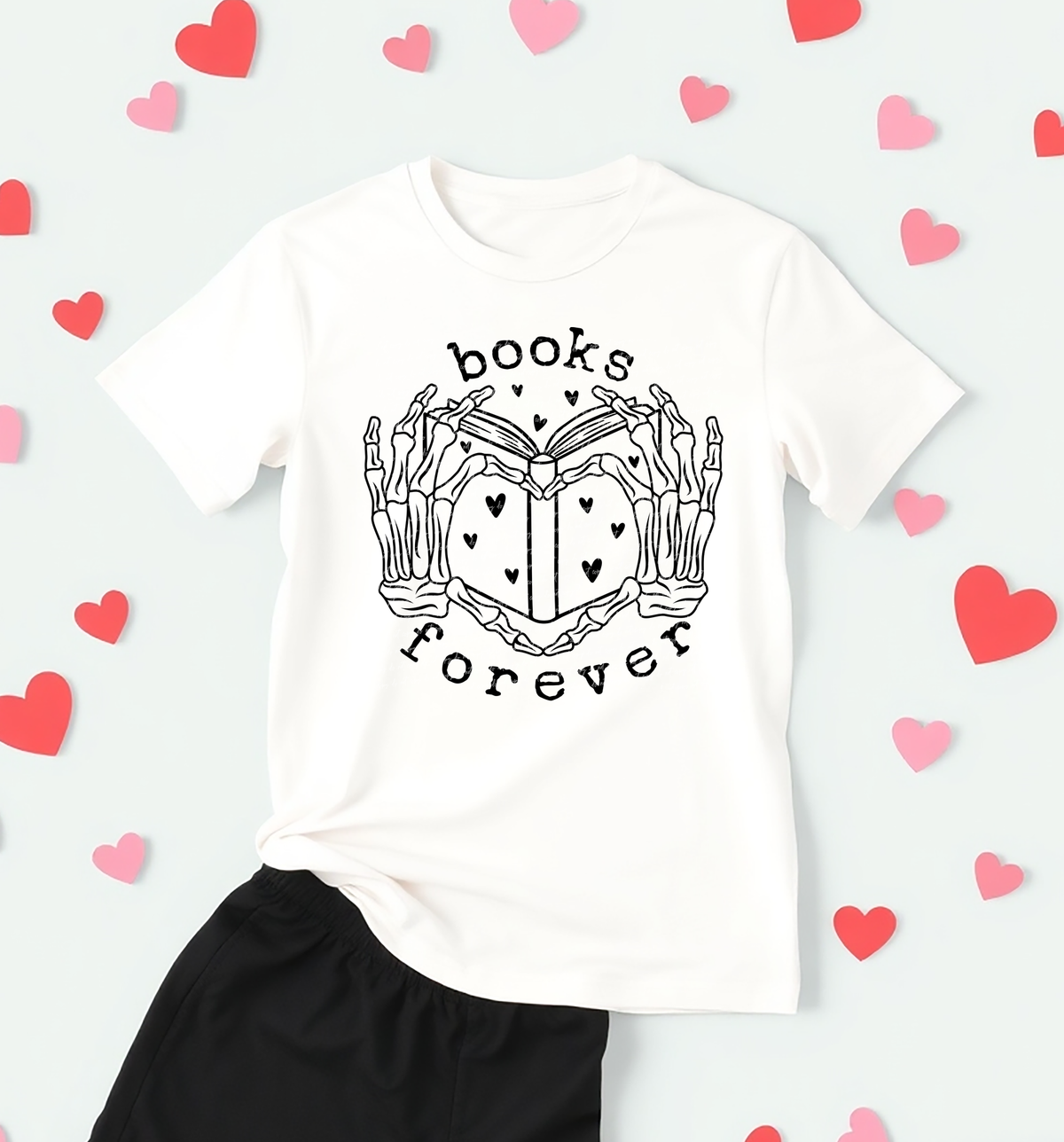 Books Forever Skellie Heart Black 81447 DTF Transfer