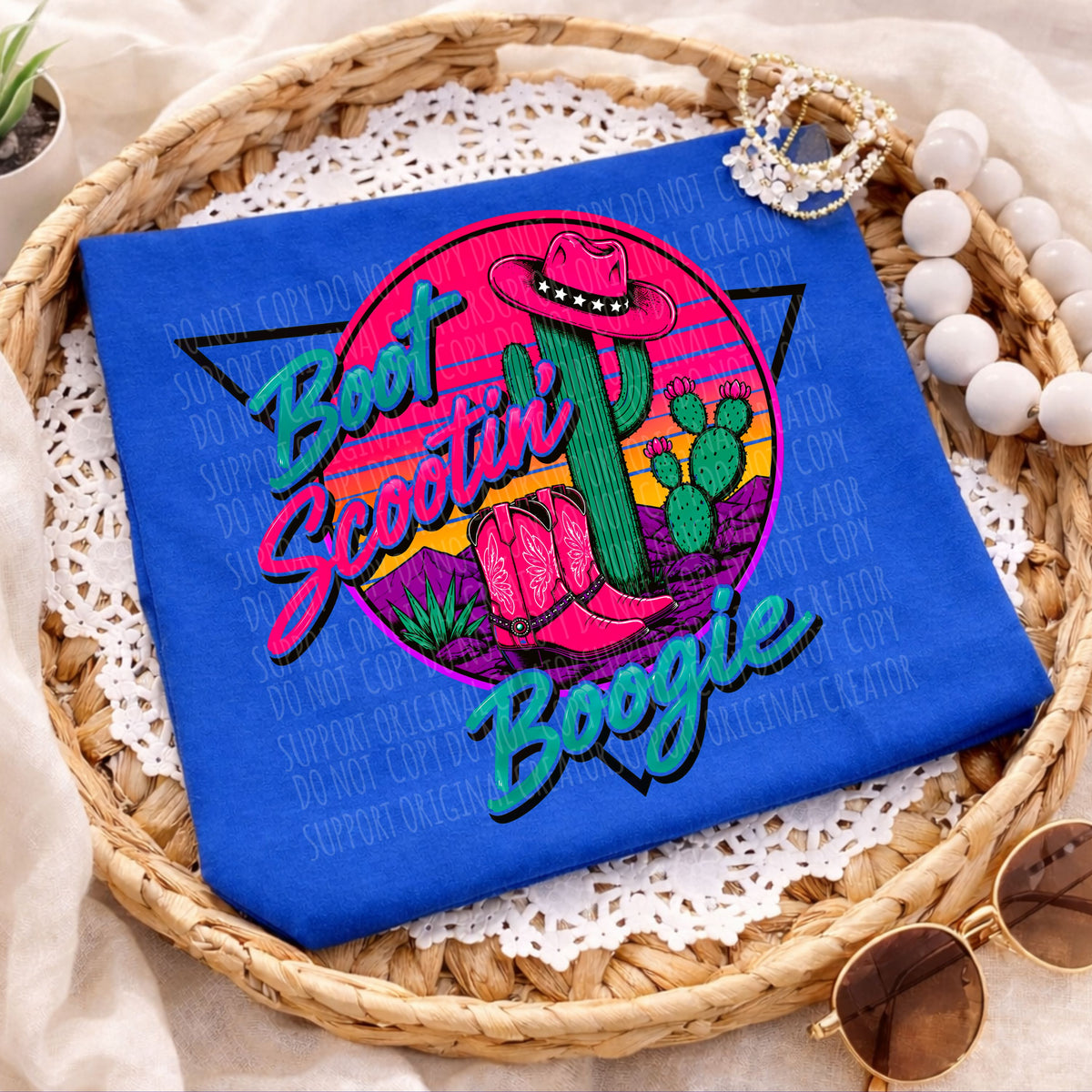 Boot scootin retro circle (Starlight) DTF Transfer