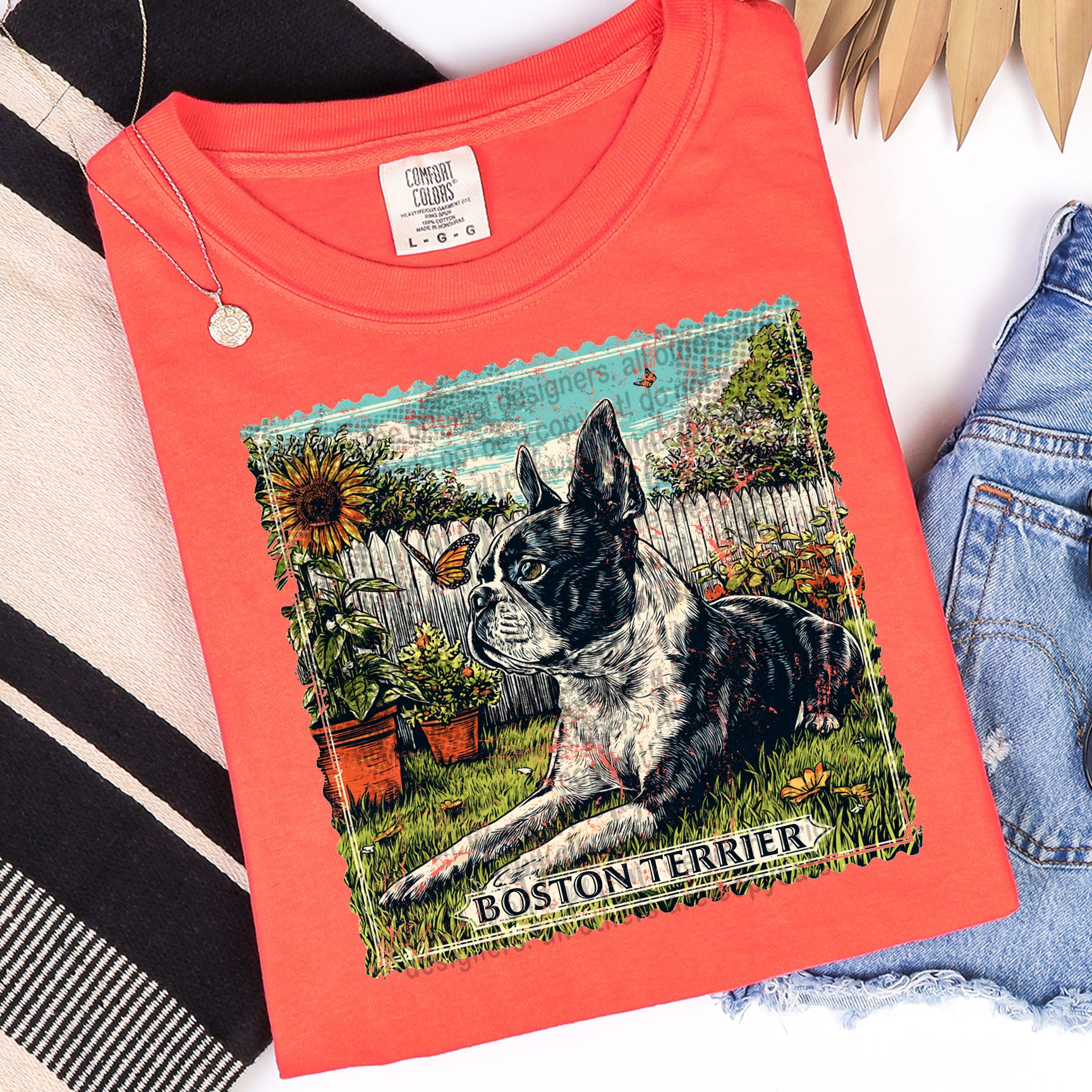 Boston Terrier stamp (TTD) DTF transfer – Mud & Grace Transfers