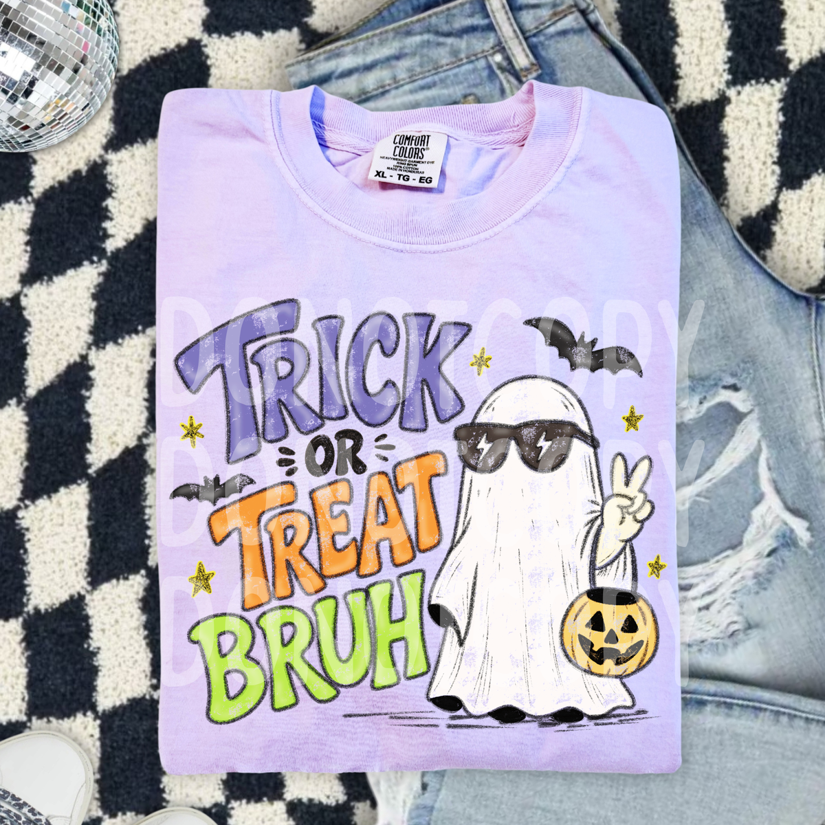 Trick or treat bruh purple orange and green (CSG) DTF Transfer