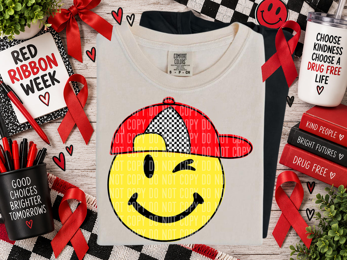 Boy Smiley with Red Hat - Red Ribbon Week (Caplinger)DTF Transfer