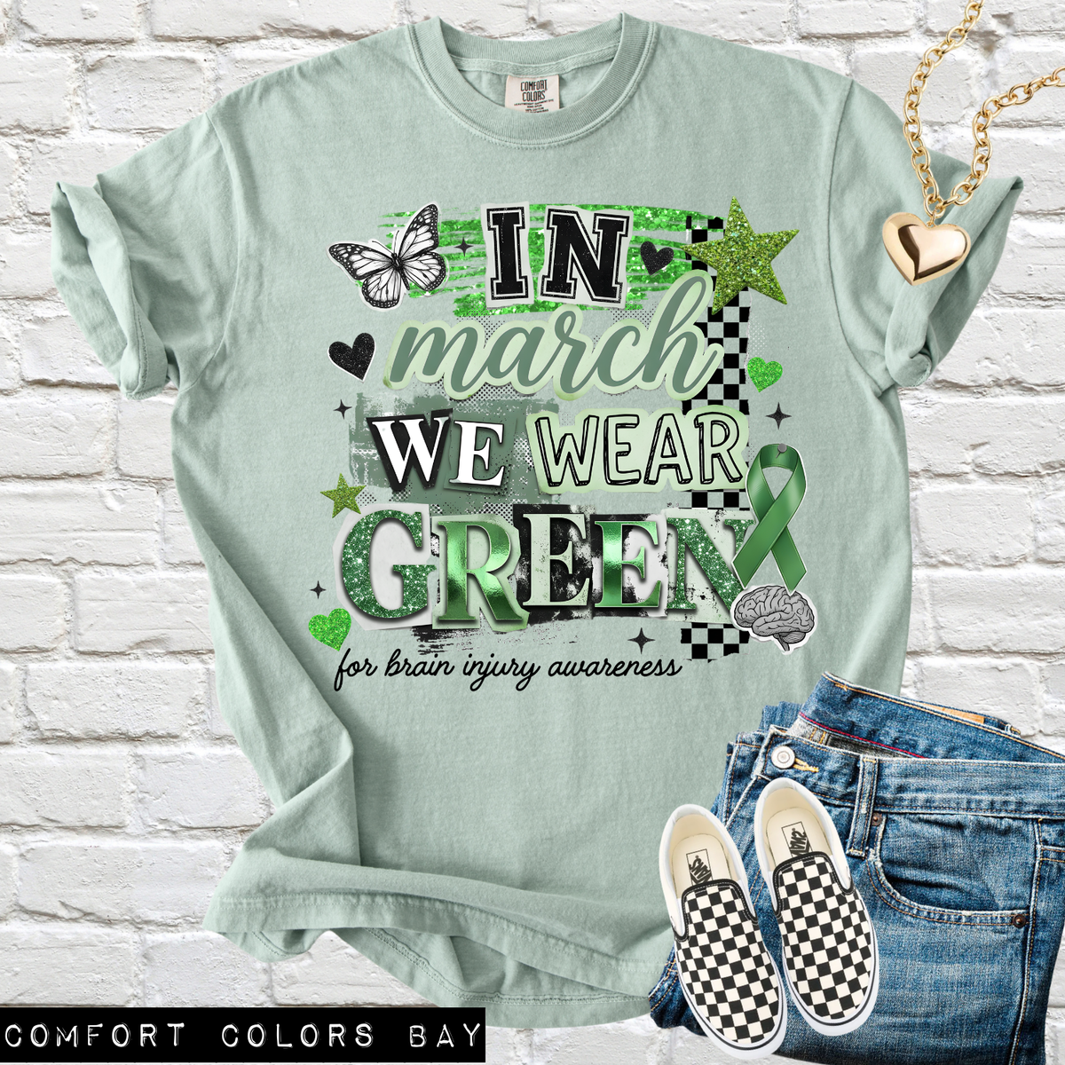 Brain injury awareness (Butterfly and green ribbon) (Parker) DTF transfer