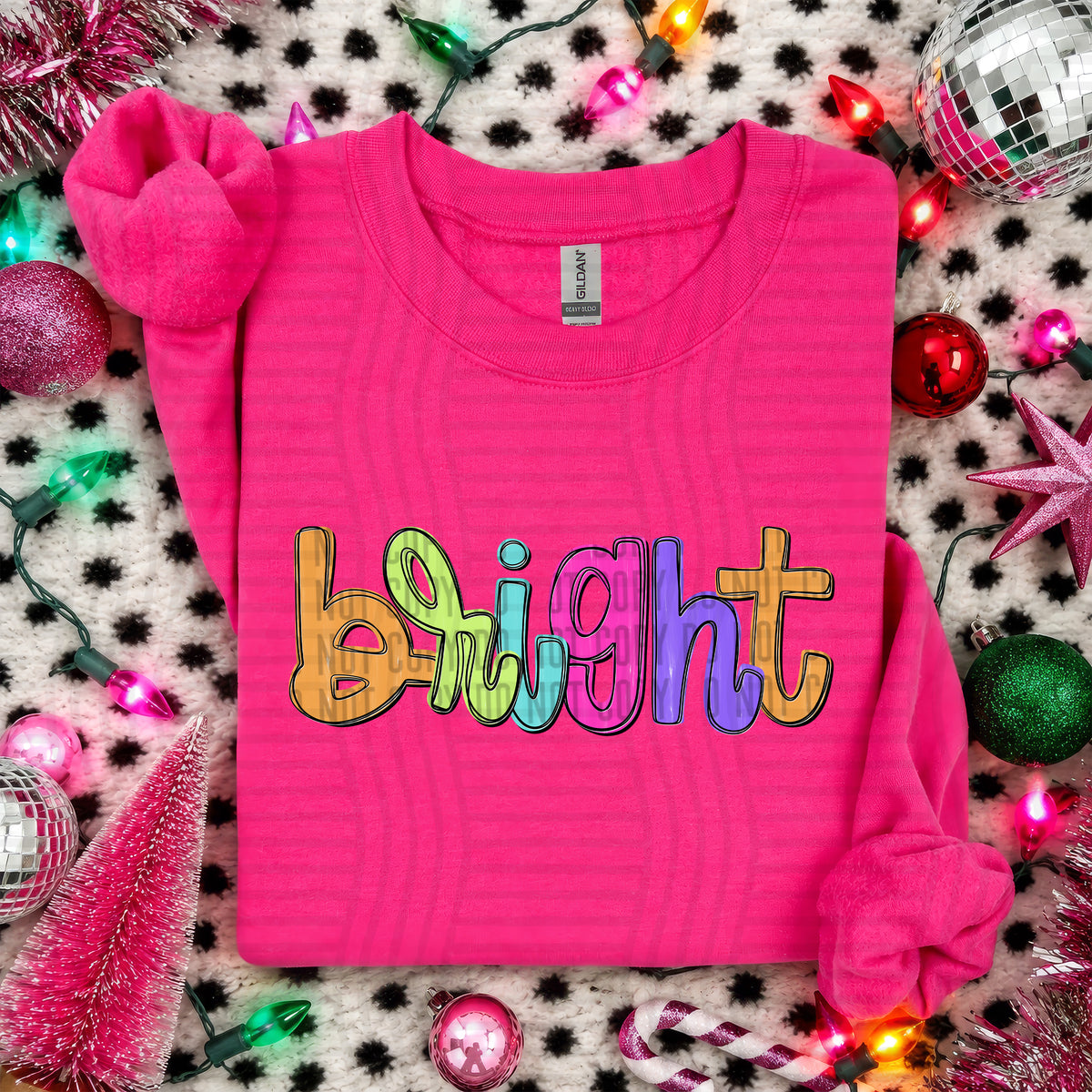 BRIGHT-Christmas script words (Caplinger) DTF Transfer
